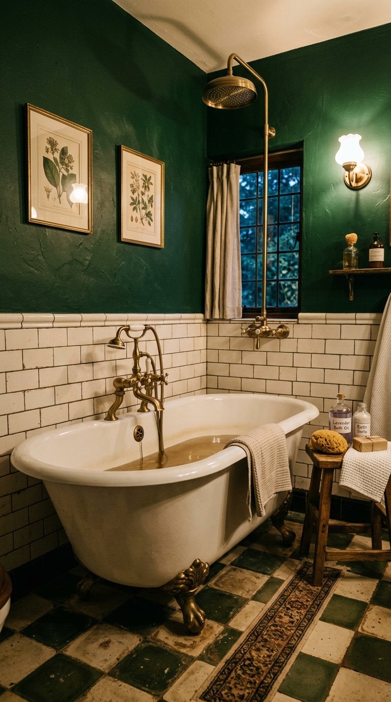 Use Bottle Green for a Vintage-Inspired Bathroom