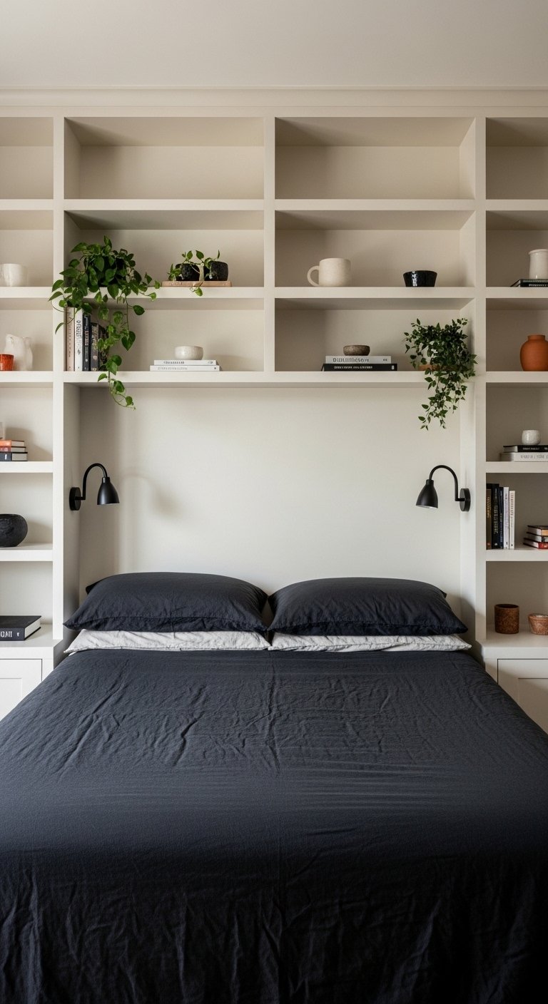 Use Built-In Shelving Around the Bed
