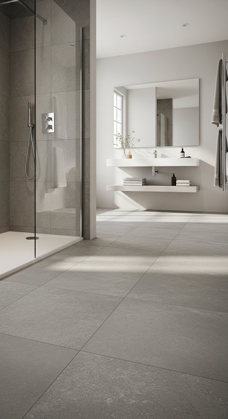 Use Continuous Tile From Shower to Bathroom Floor
