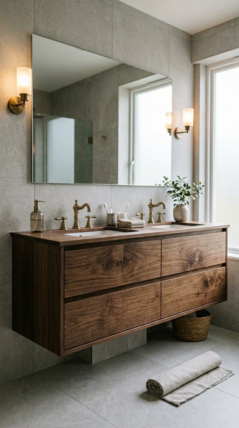 Use Dark Wood Vanity Units