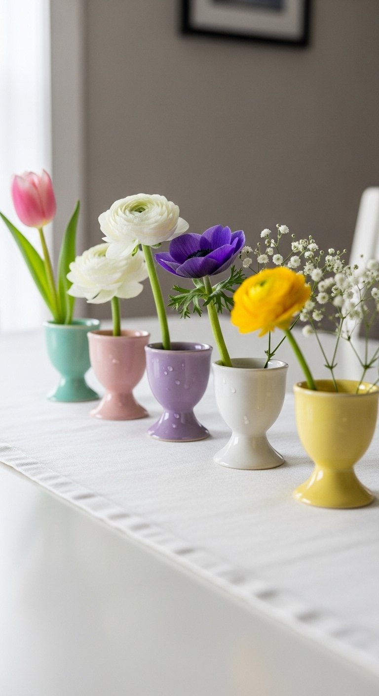 Use Egg Cups as Mini Vases