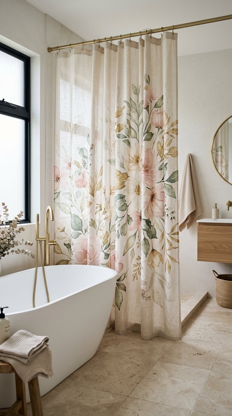 Use Floral Shower Curtains