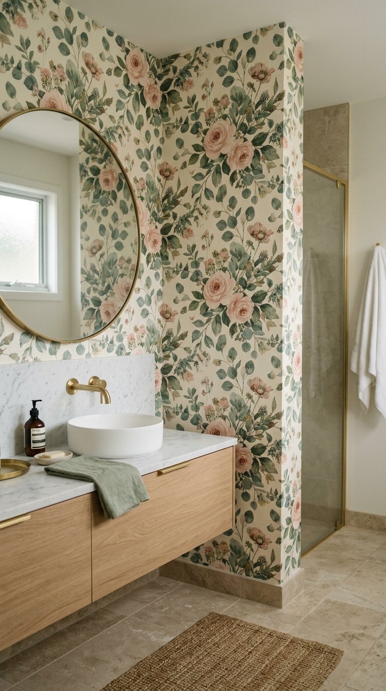Use Floral Wallpaper on One Wall