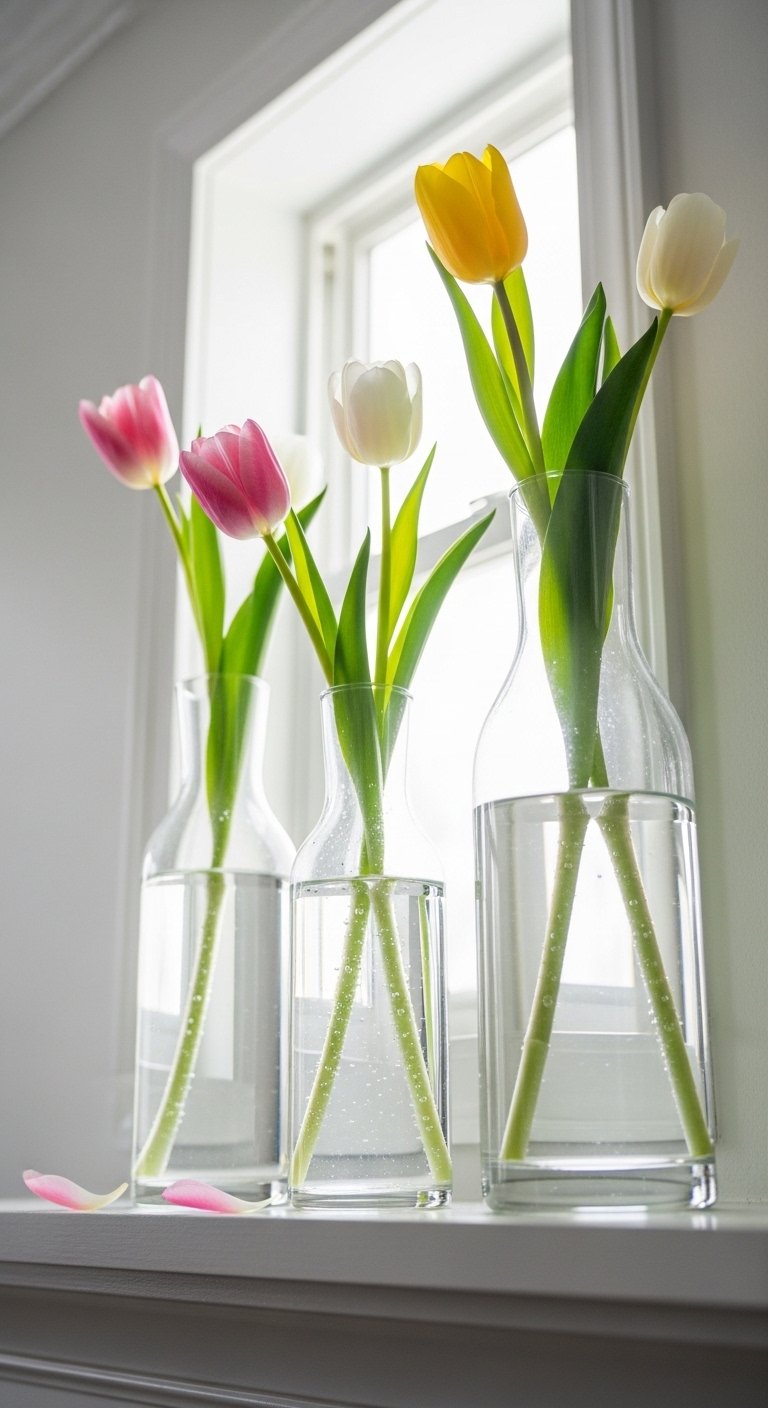 Use Fresh Tulips in Simple Glass Vases