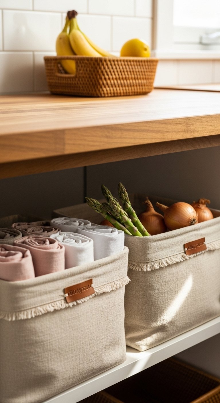 Use Linen Storage Baskets in Fresh Colors