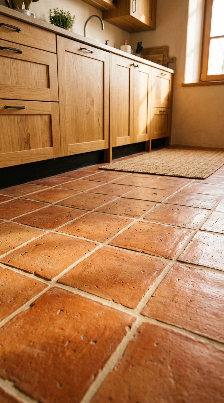 Use Oak With Terracotta Floor Tiles