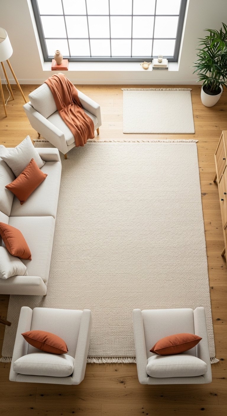 Use One Large Rug Instead of Multiple Small Ones
