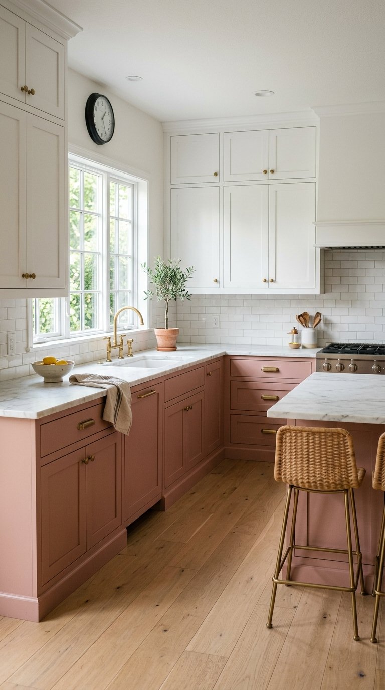 Use Pink in the Kitchen with Painted Cabinet Doors