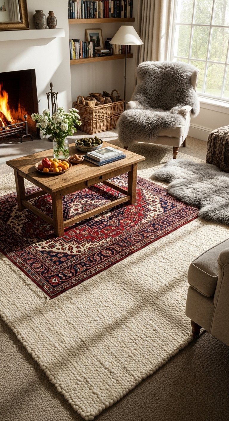 Use Rugs for Warmth and Texture