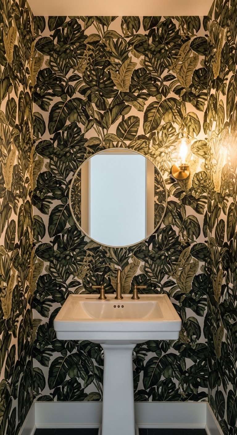 Use Textured Wallpaper Behind the Vanity