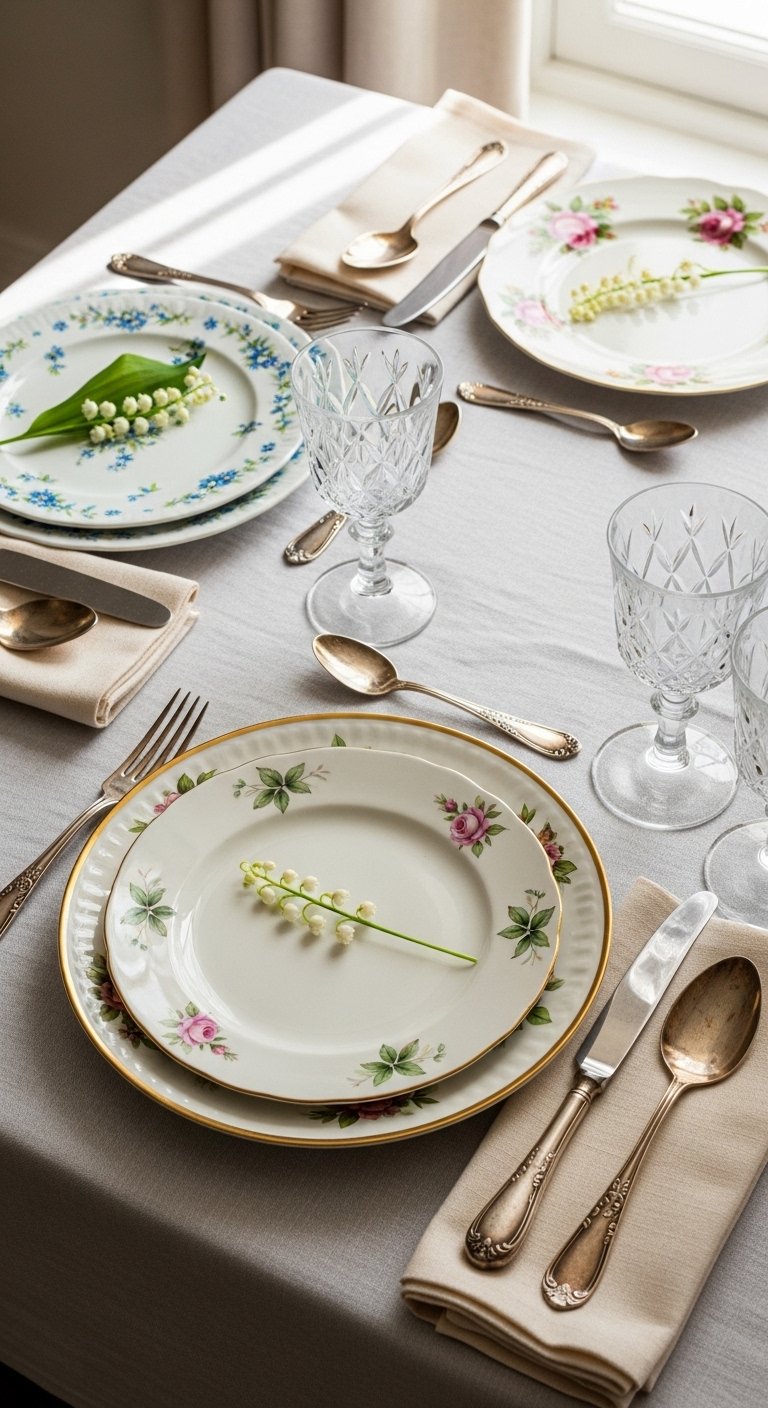 Use Vintage China or Mismatched Plates