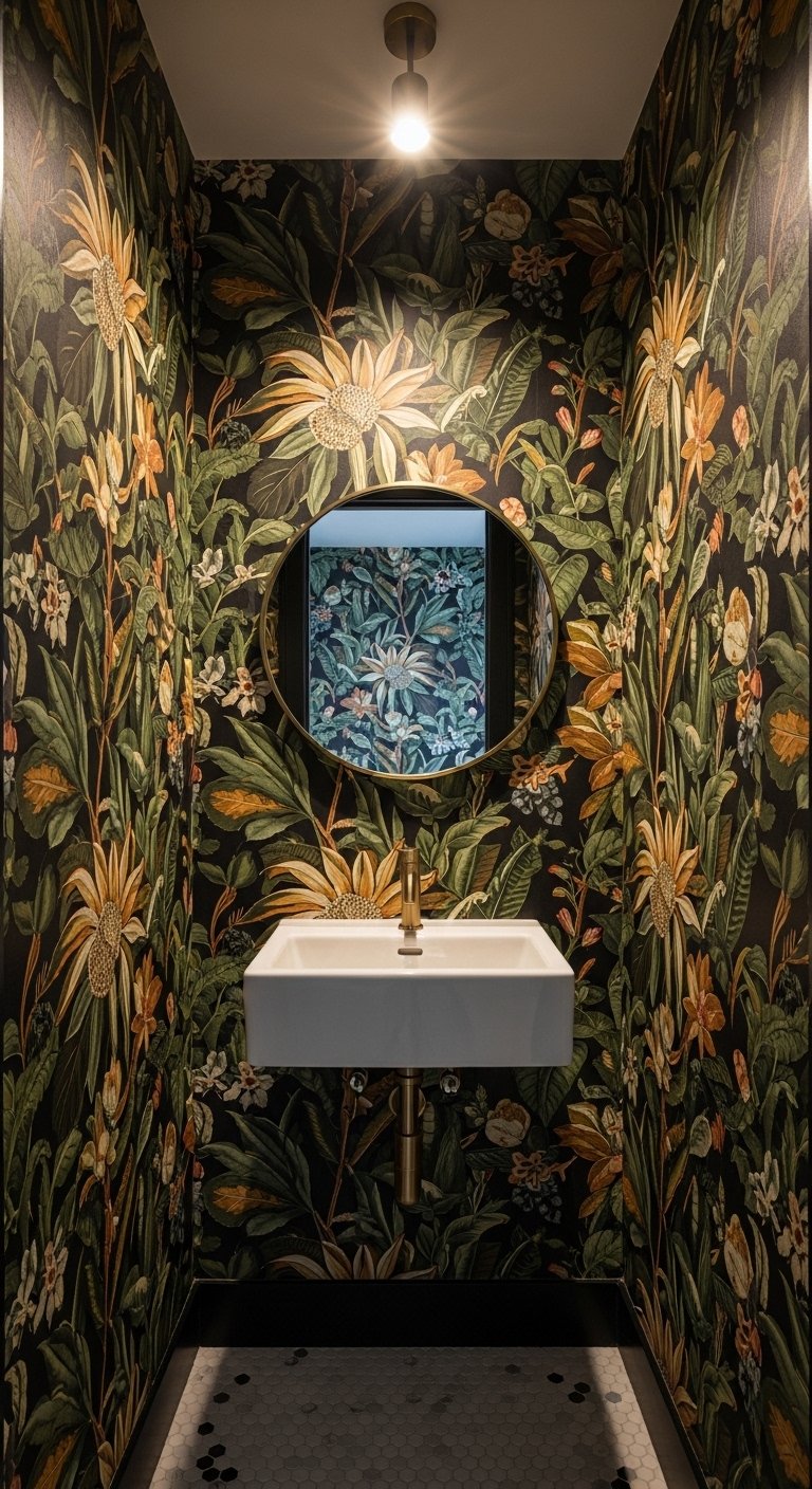 Use a Bold Wallpaper in a Powder Room