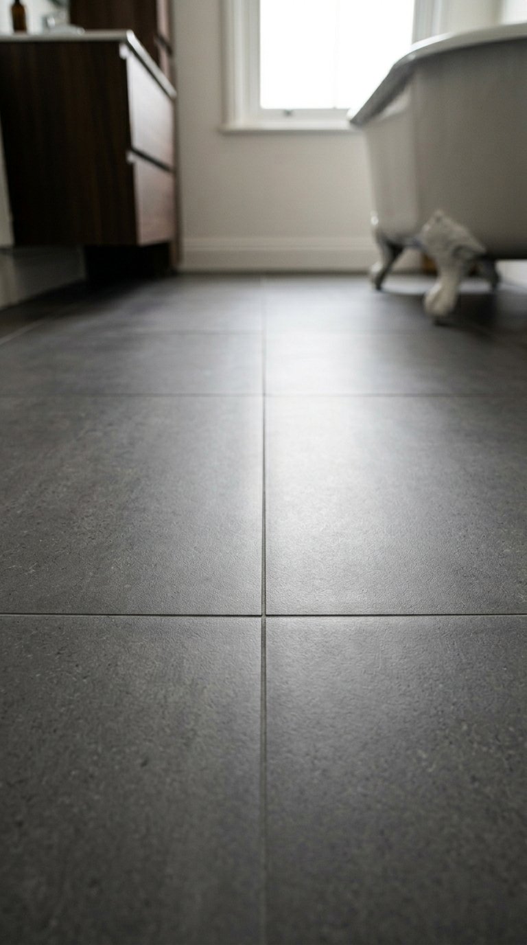 Use a Dark Concrete or Stone Effect Floor