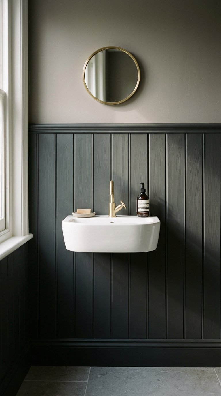 Use a Dark Painted Tongue-and-Groove Wall