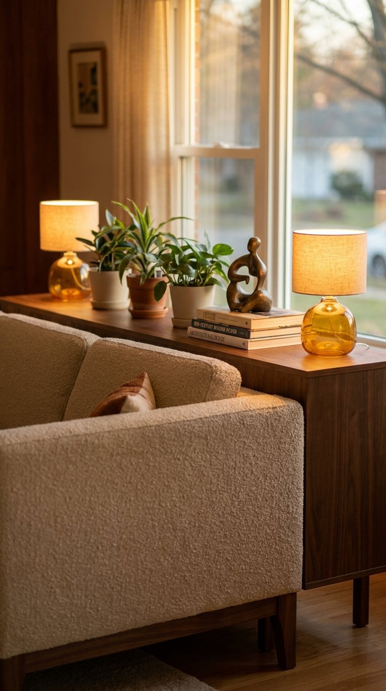 Use a Sofa Table Behind a Floating Sofa