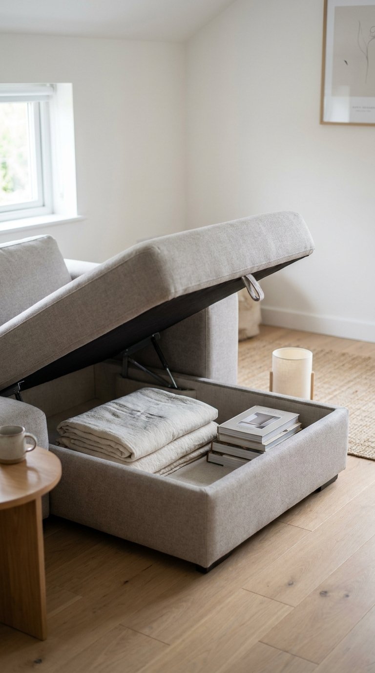 Use a Sofa With Storage for Small Living Rooms