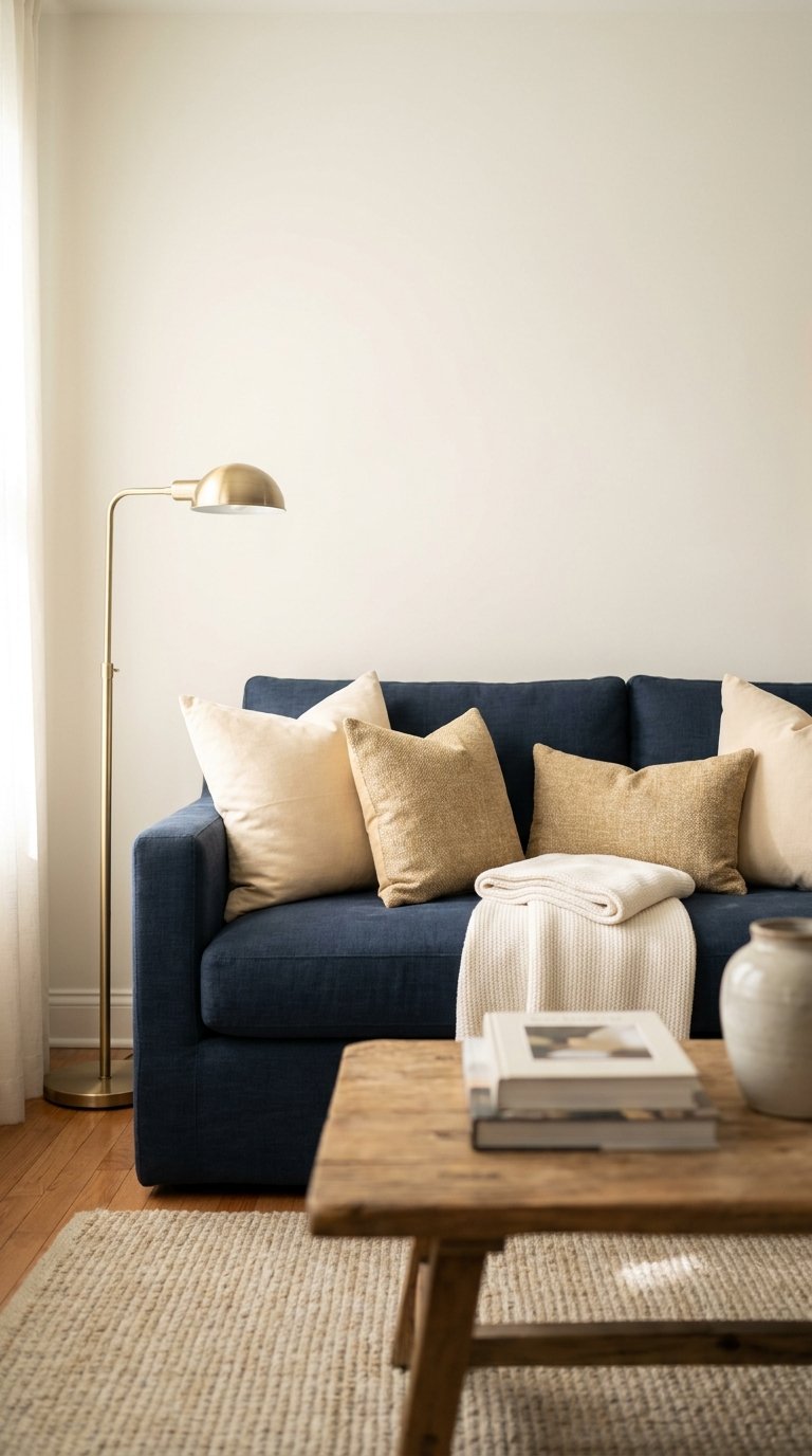 Use a Two-Tone Sofa and Cushion Combination
