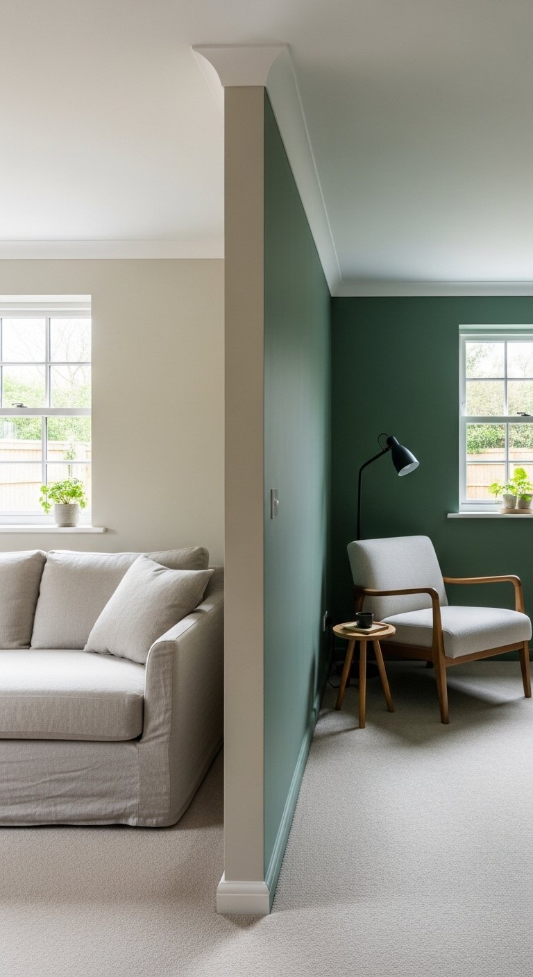 Use a Two-Wall Color Scheme in an L-Shaped Room