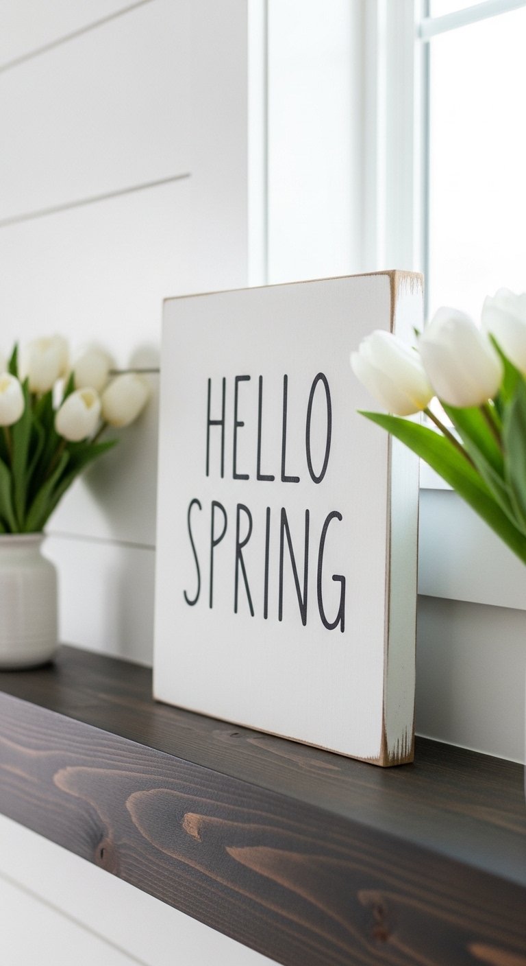 Use a Wooden Sign With a Spring Quote