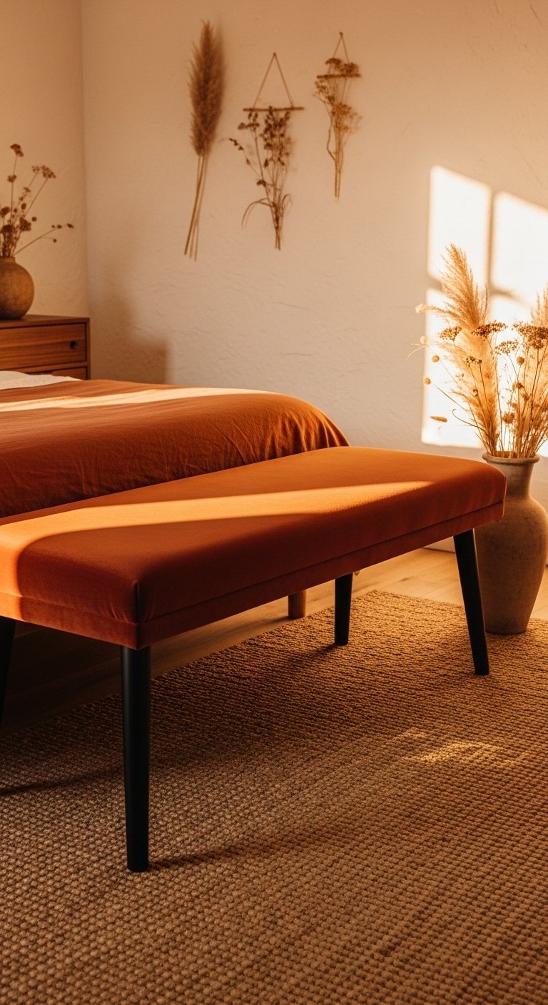 Velvet Bench in Terracotta