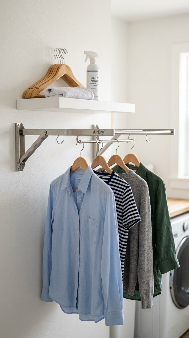 Wall-Mounted Drying Rack with Shelf Above