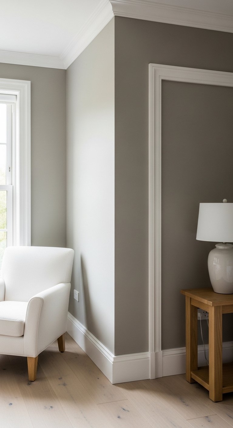 Warm Gray Walls with White Trim