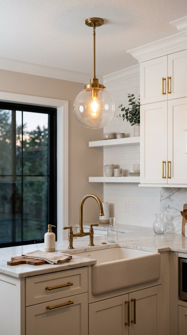 White Kitchen With Brass Accents