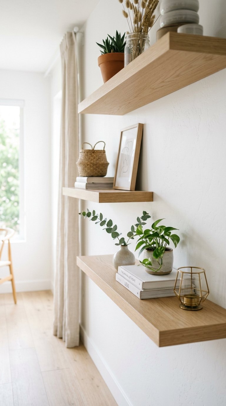 White Kitchen With Floating Shelves