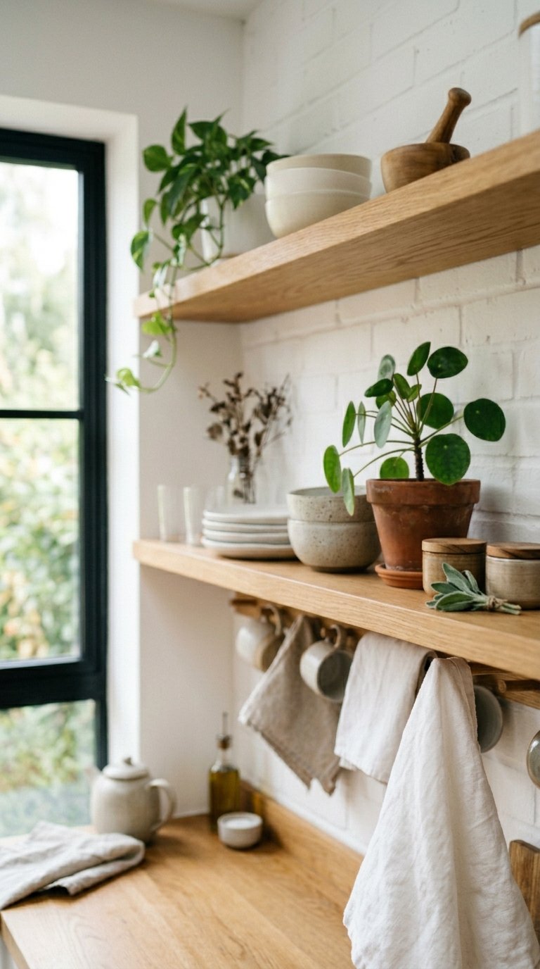 White Kitchen With Open Shelving