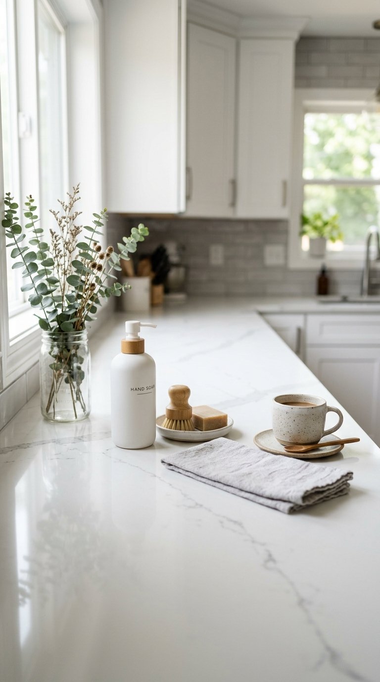 White Kitchen With Quartz Countertops