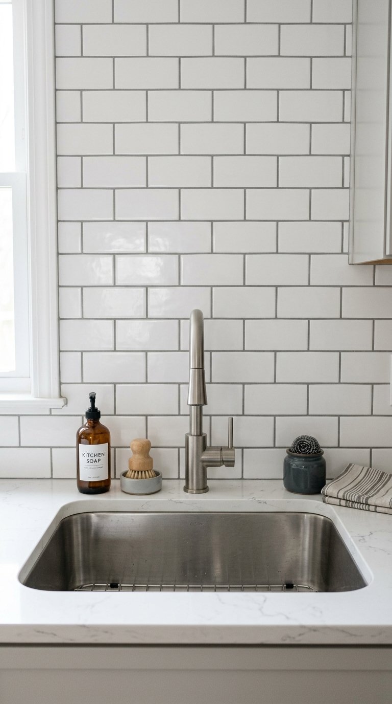 White Kitchen With Subway Tile Backsplash