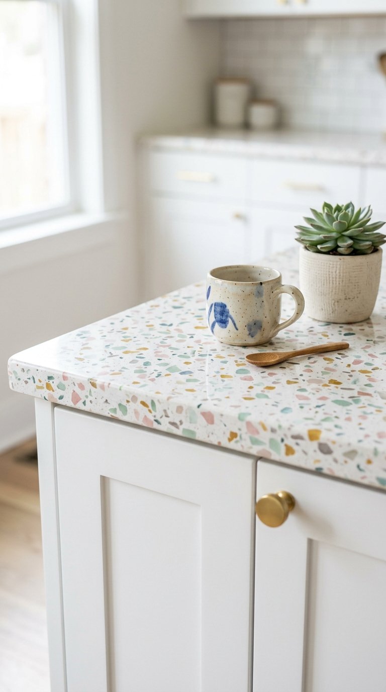 White Kitchen With Terrazzo Details