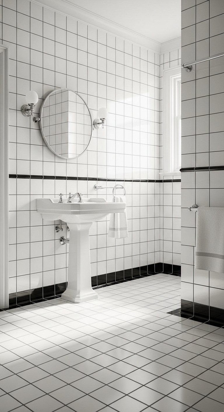 White Tiles + Black Borders