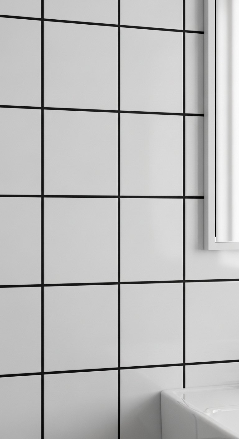 White Walls + Black Grout