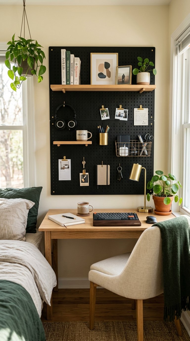 A Pegboard Organizer Wall for Displayed Storage