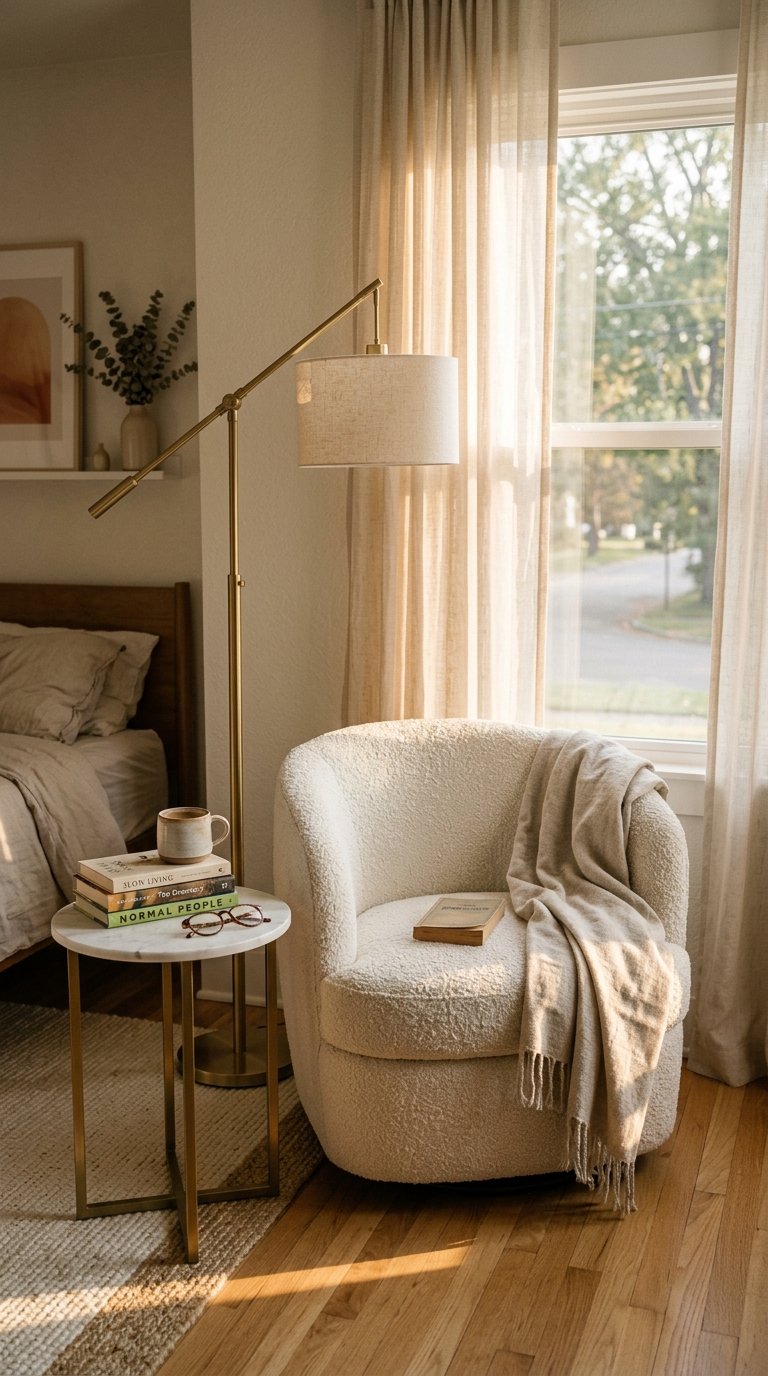 A Reading Nook in an Unused Corner Using a Single Chair