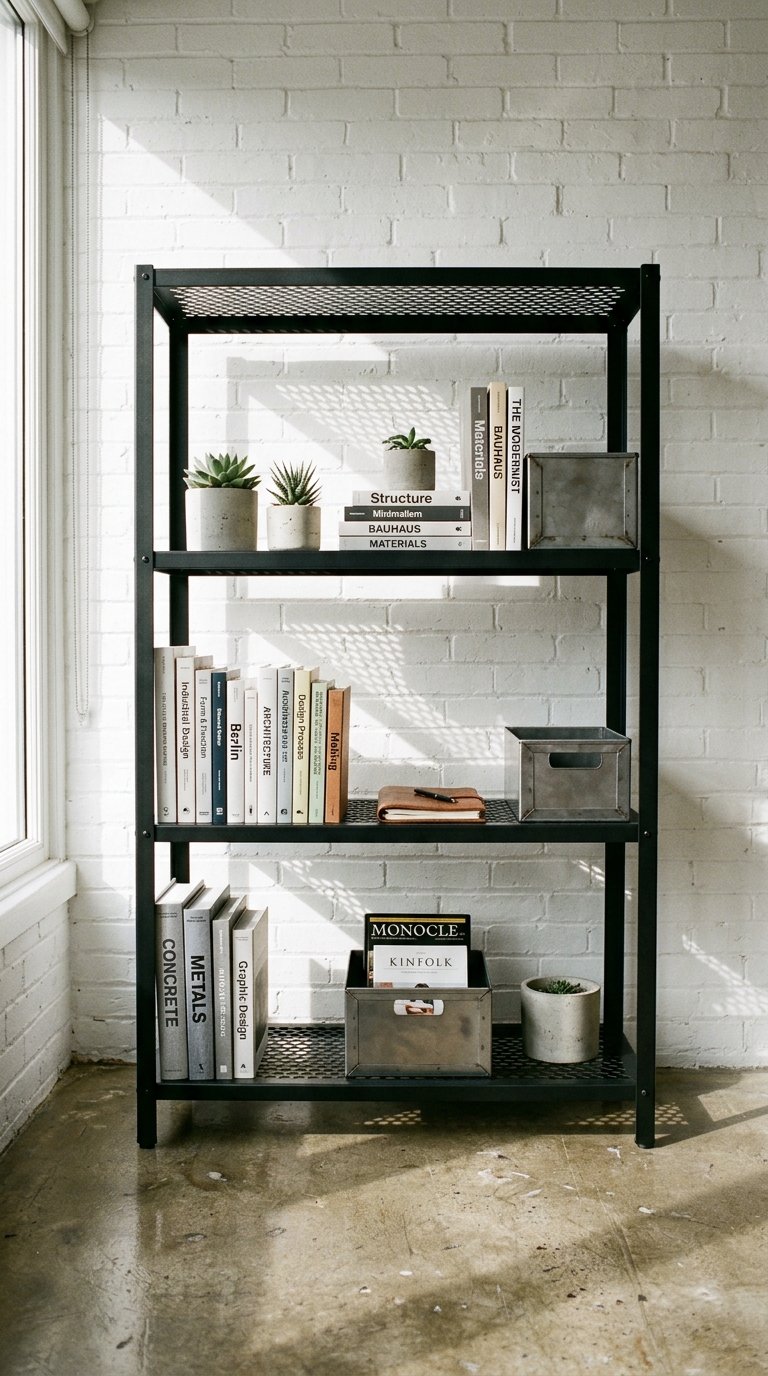 Add Industrial-Style Metal Shelving Units