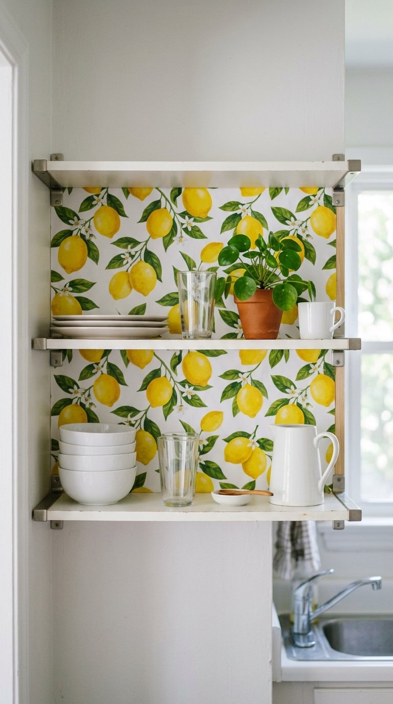  Add Lemon-Print Contact Paper to Shelves or a Backsplash