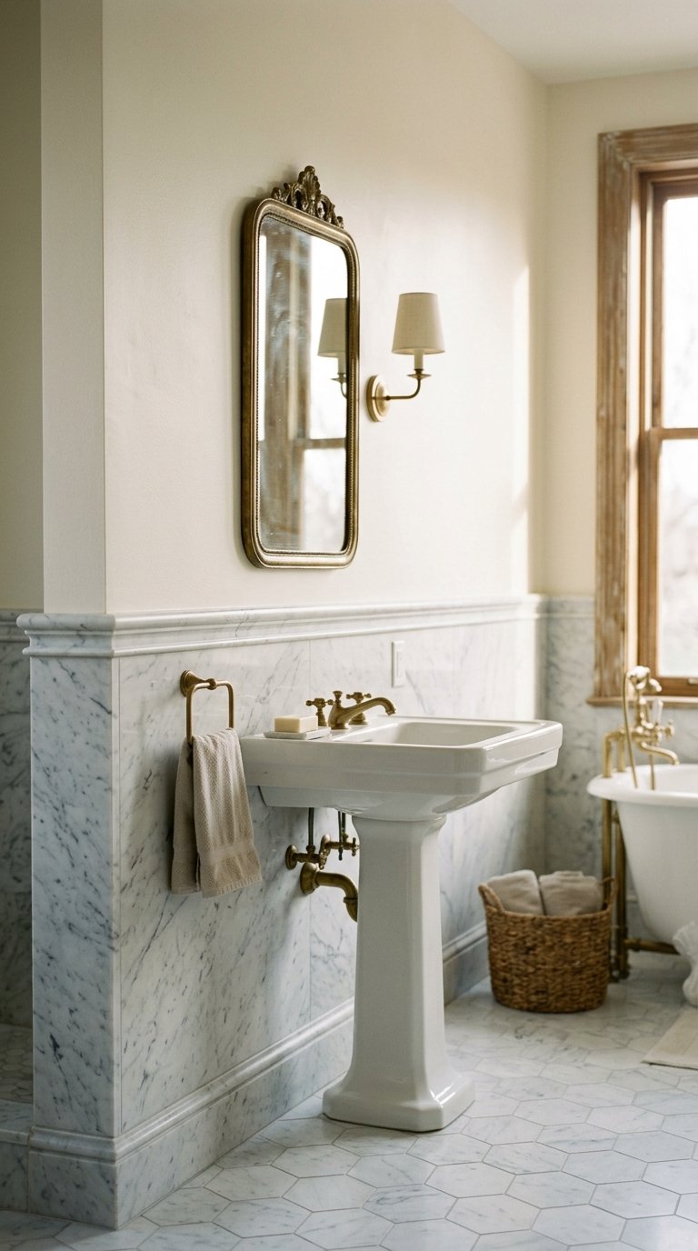 Add Marble Wainscoting to the Lower Half of the Wall