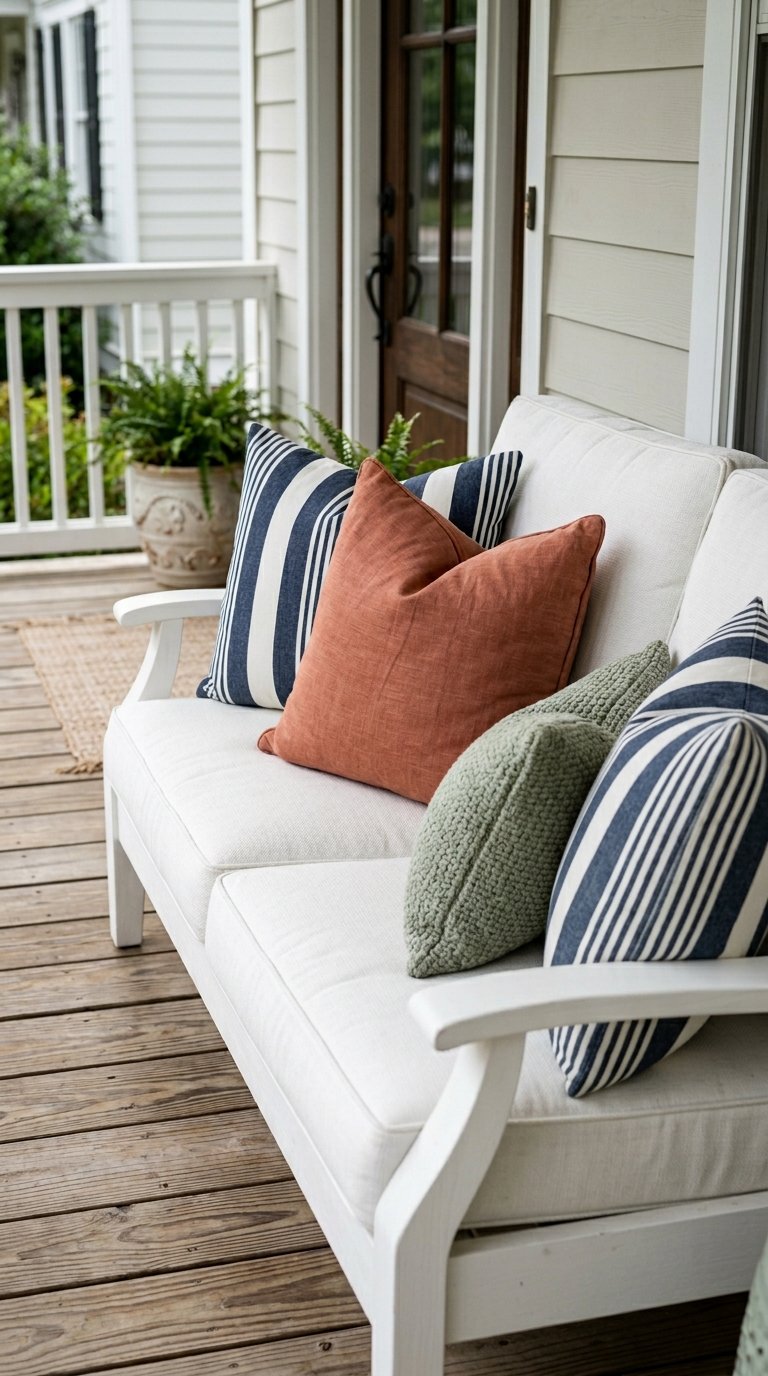 Add Outdoor Throw Pillows in Summer Colors and Patterns