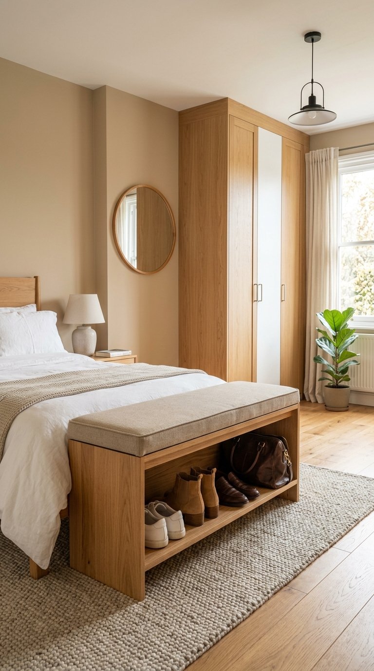 Add a Bench with Shelf Below for Shoe and Bag Storage
