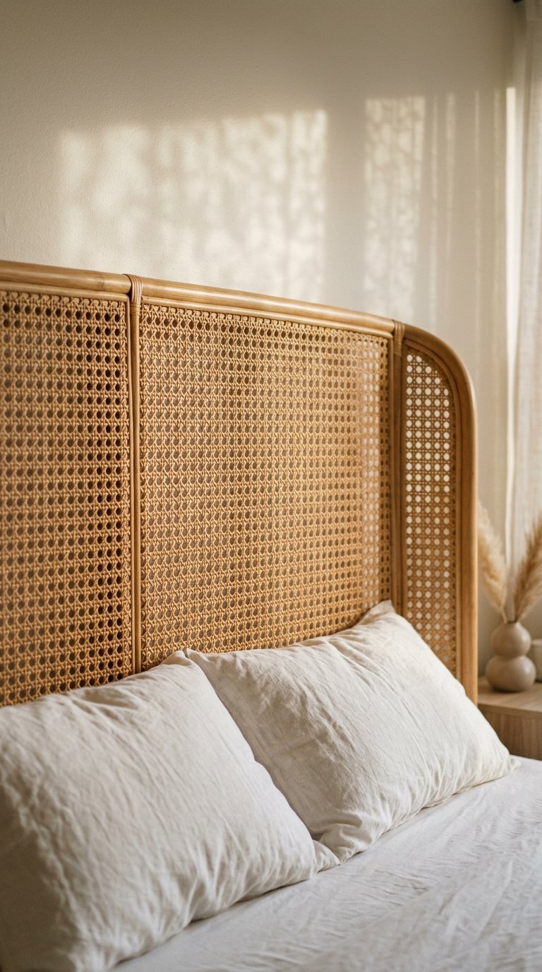 Add a Caned or Rattan Headboard for Instant Organic Texture