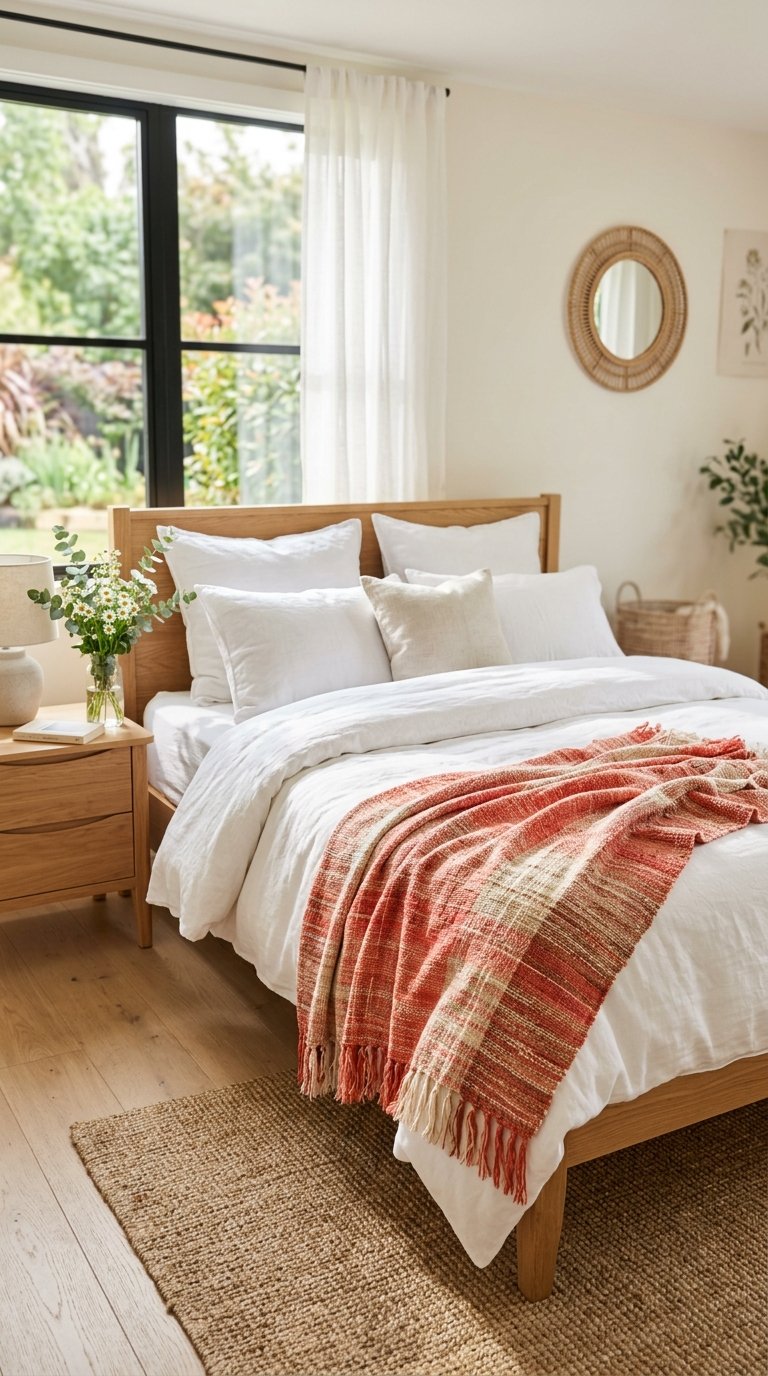 Add a Colorful Throw Blanket at the Foot of the Bed