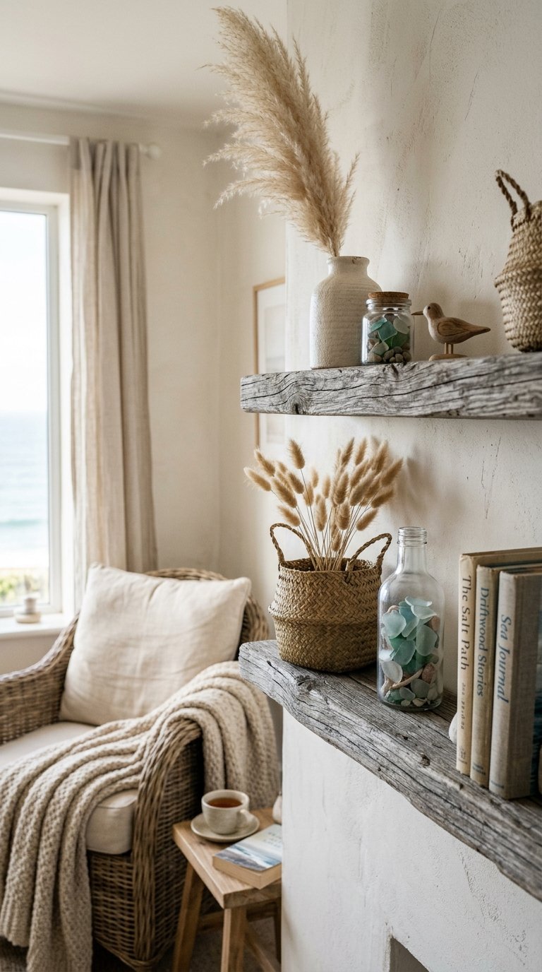 Add a Driftwood or Reclaimed Wood Shelf
