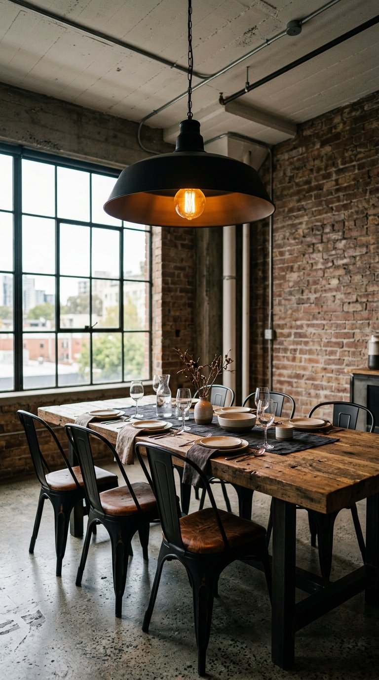 Add a Factory-Style Pendant Light Over the Dining Table