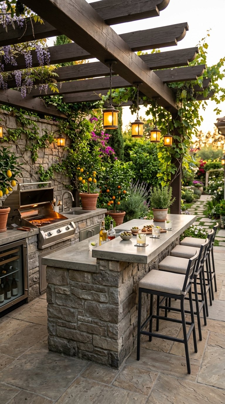 Add a Garden Bar or Outdoor Kitchen With Seating