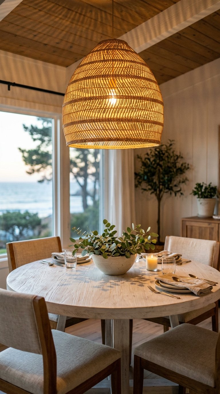 Add a Hanging Rattan or Wicker Light Fixture