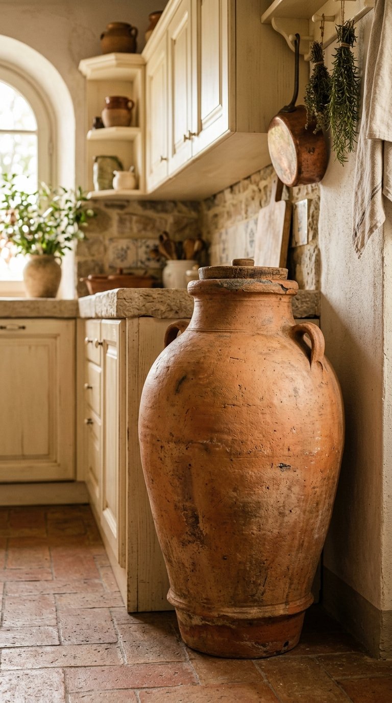 Add a Large Ceramic or Terracotta Olive Oil Jar