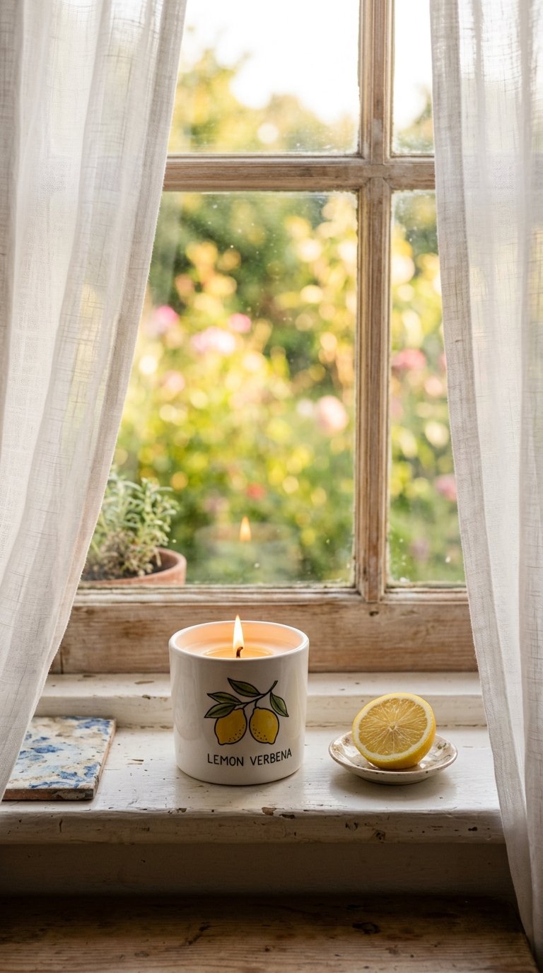 Add a Lemon-Scented Candle in a Kitchen-Safe Spot