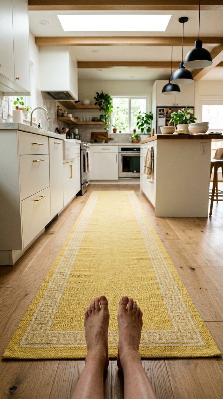 Add a Lemon-Yellow Runner to Your Kitchen Floor